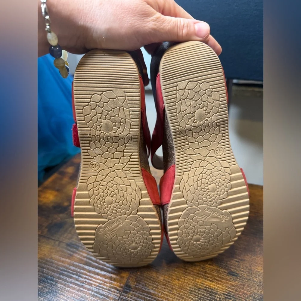 Dansko Women's Susie Milled Leather Nubuck Sandal in Red Size 42/US11.5-12